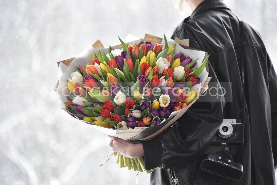 Букет Букет цветов из 101 тюльпана В поисках весны